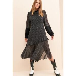 Endless Rose Ruffled Polka Dot Midi Dress S